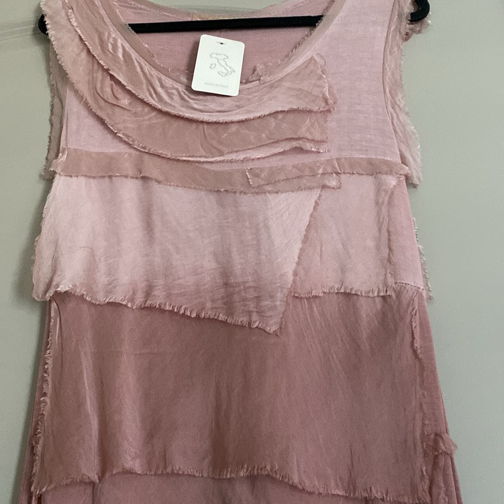 NWT SILK Made in Italy 100% pink silk sleeveless dress